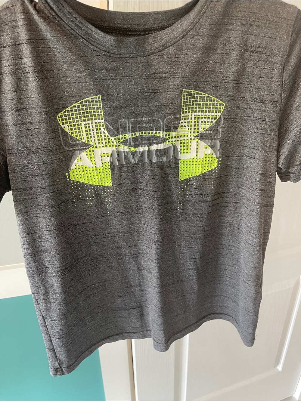 Under Armour Heather Gray Tee with Neon Green Logo